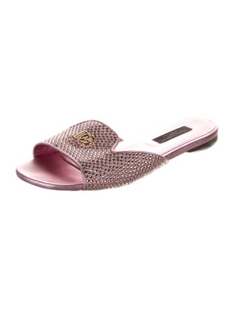 Dolce & Gabbana Satin Crystal Embellishments Slides