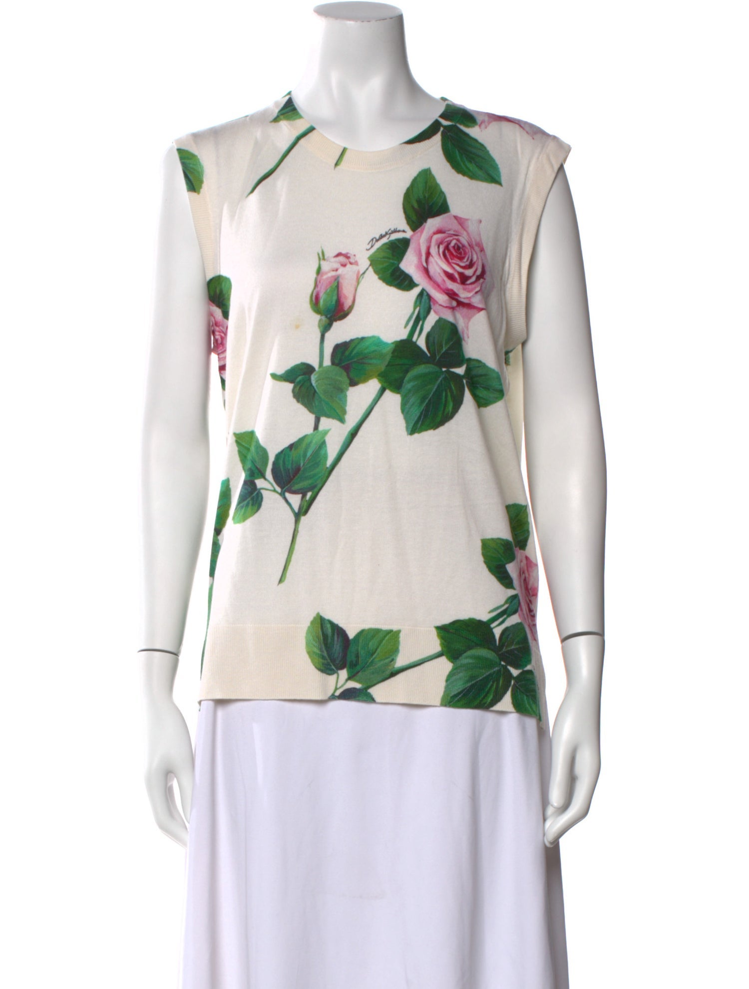 Dolce & Gabbana Cashmere Floral Print Blouse