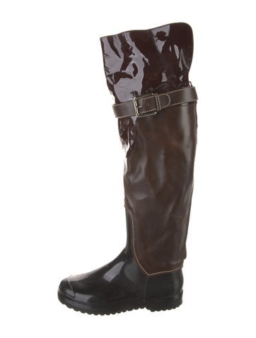 Dolce & Gabbana Boots Leather Colorblock Pattern Rain IT 38 | 8