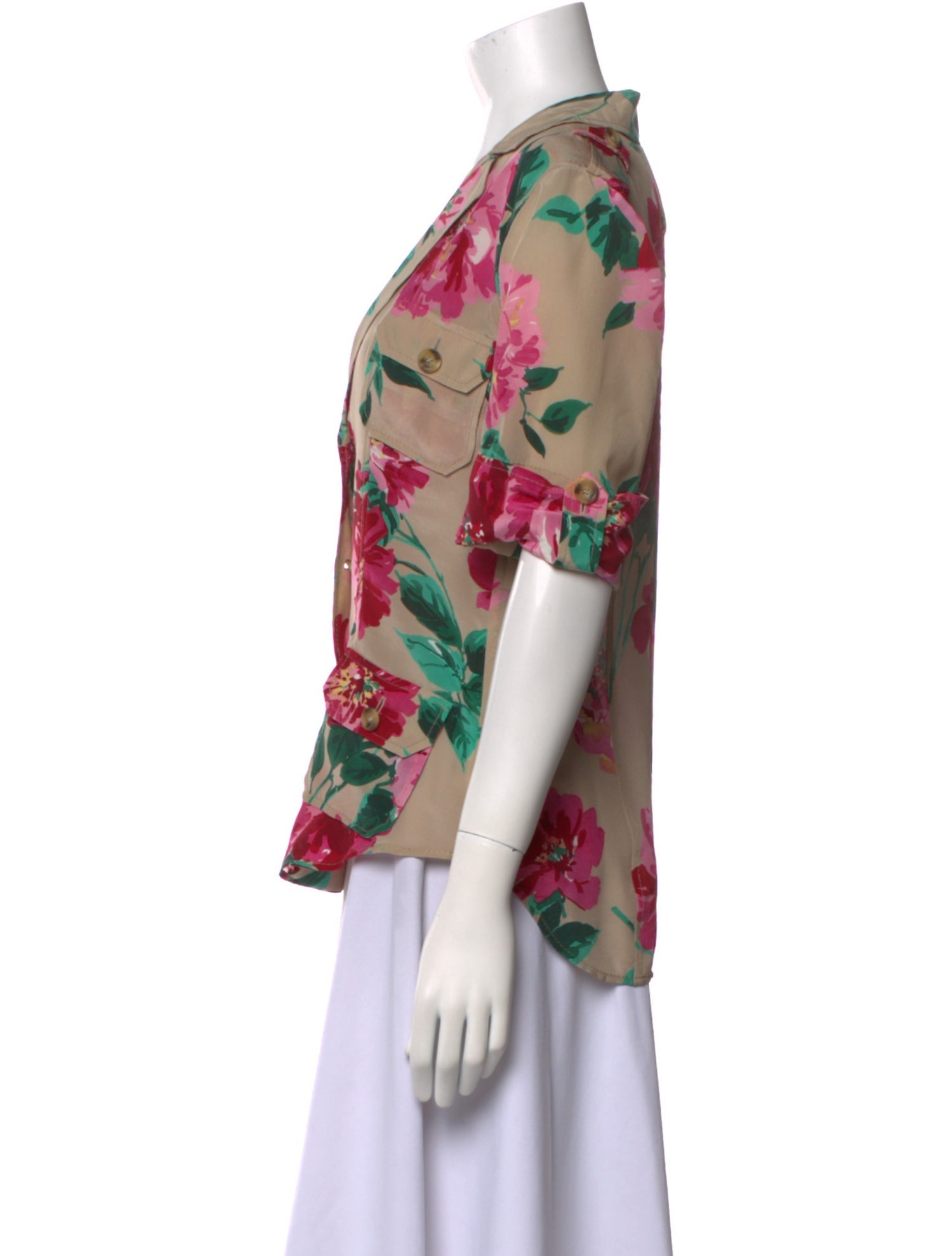 Dolce & Gabbana Silk Floral Print Button-Up Top