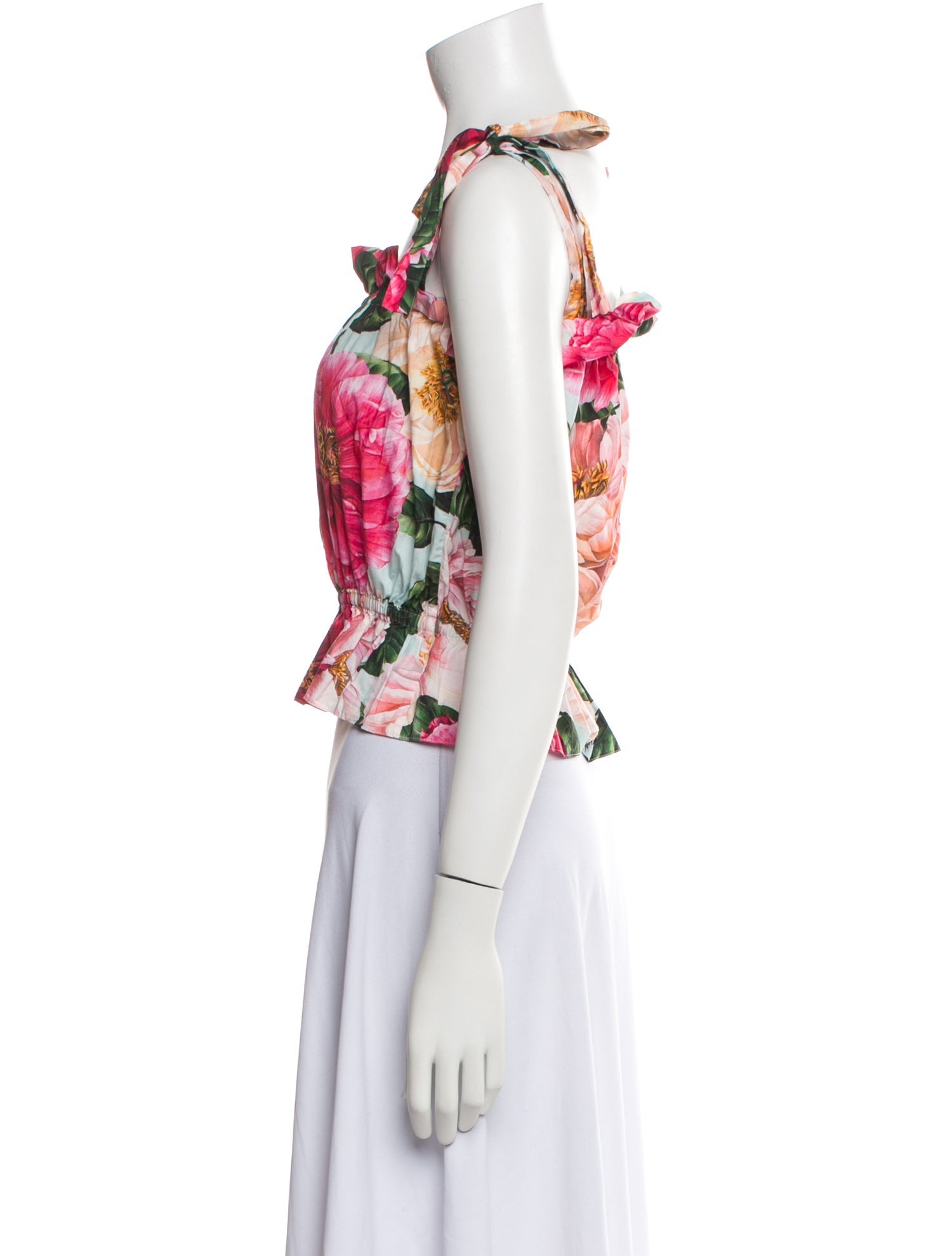 Dolce & Gabbana Floral Print Square Neckline Crop Top