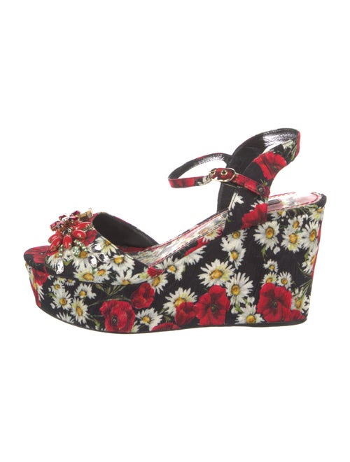 Dolce & Gabbana Canvas Floral Print Slingback Pumps