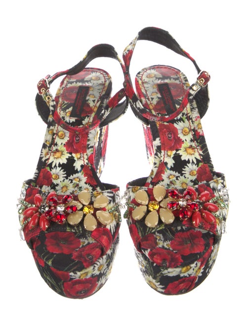 Dolce & Gabbana Canvas Floral Print Slingback Pumps