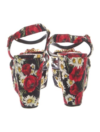 Dolce & Gabbana Canvas Floral Print Slingback Pumps