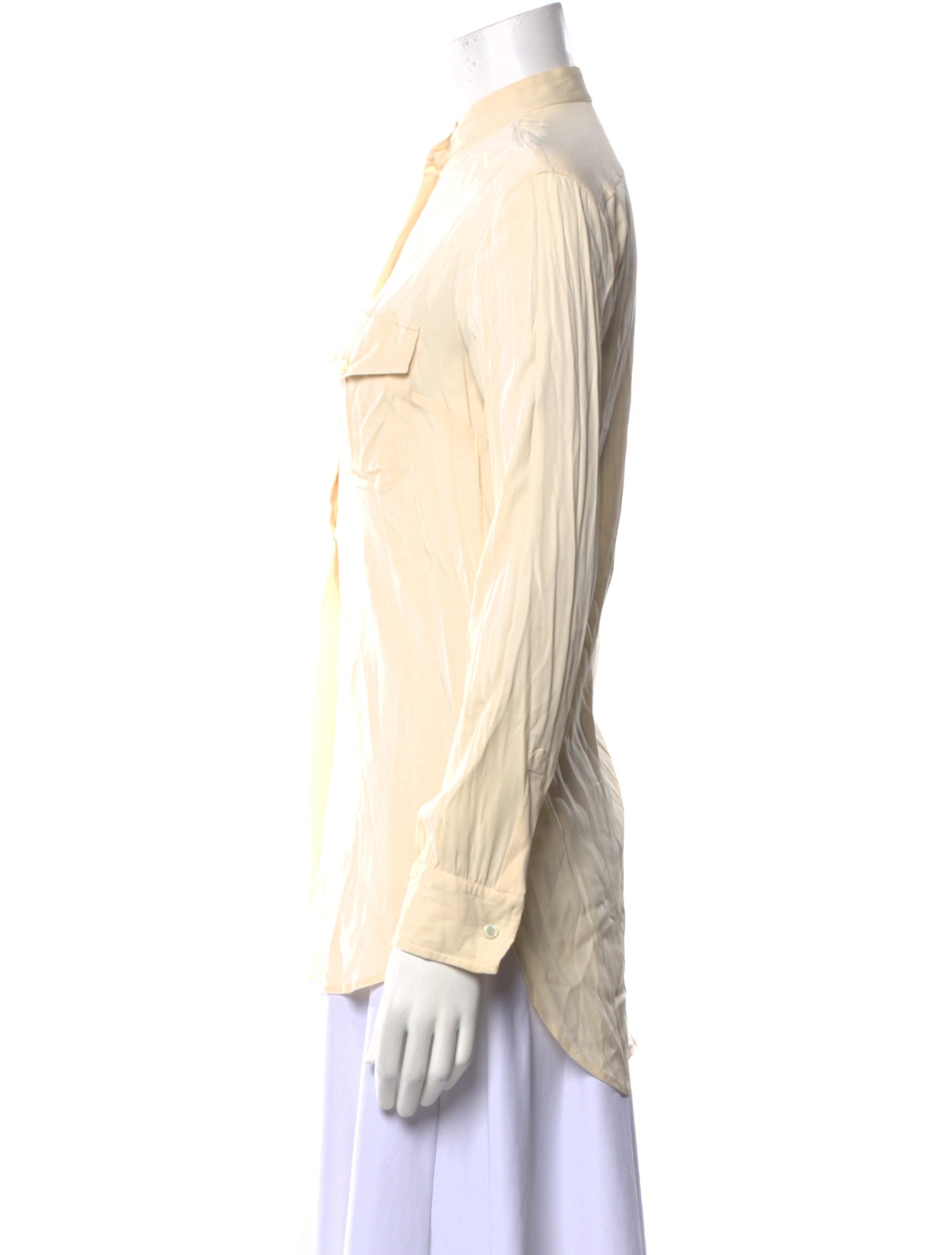 Dolce & Gabbana Silk Mock Neck Button-Up Top