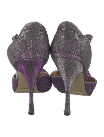 Dolce & Gabbana Printed Crystal Embellishments T-Strap Pumps