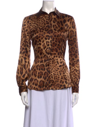 Dolce & Gabbana Silk Animal Print Button-Up Top