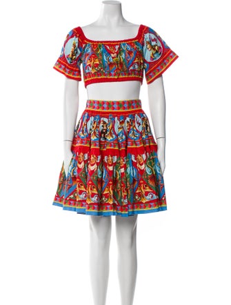 Dolce & Gabbana Printed Ruffle Embellishment Skirt Set