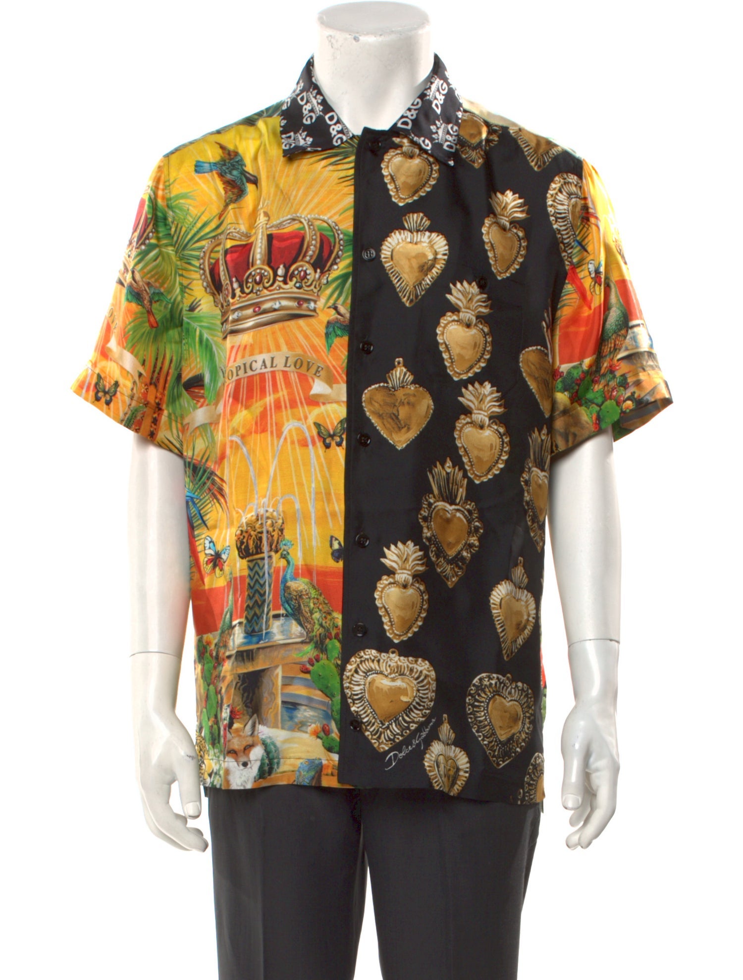Dolce & Gabbana Sacred Heart Print Silk Shirt