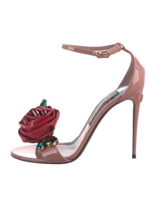 Dolce & Gabbana Patent Leather Floral Print Slides