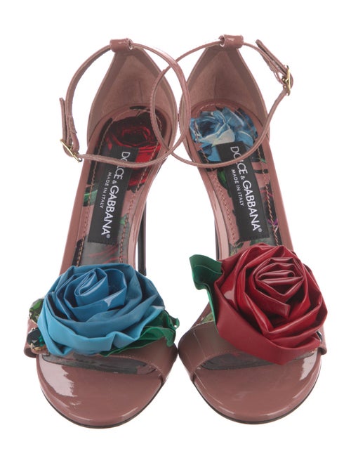 Dolce & Gabbana Patent Leather Floral Print Slides