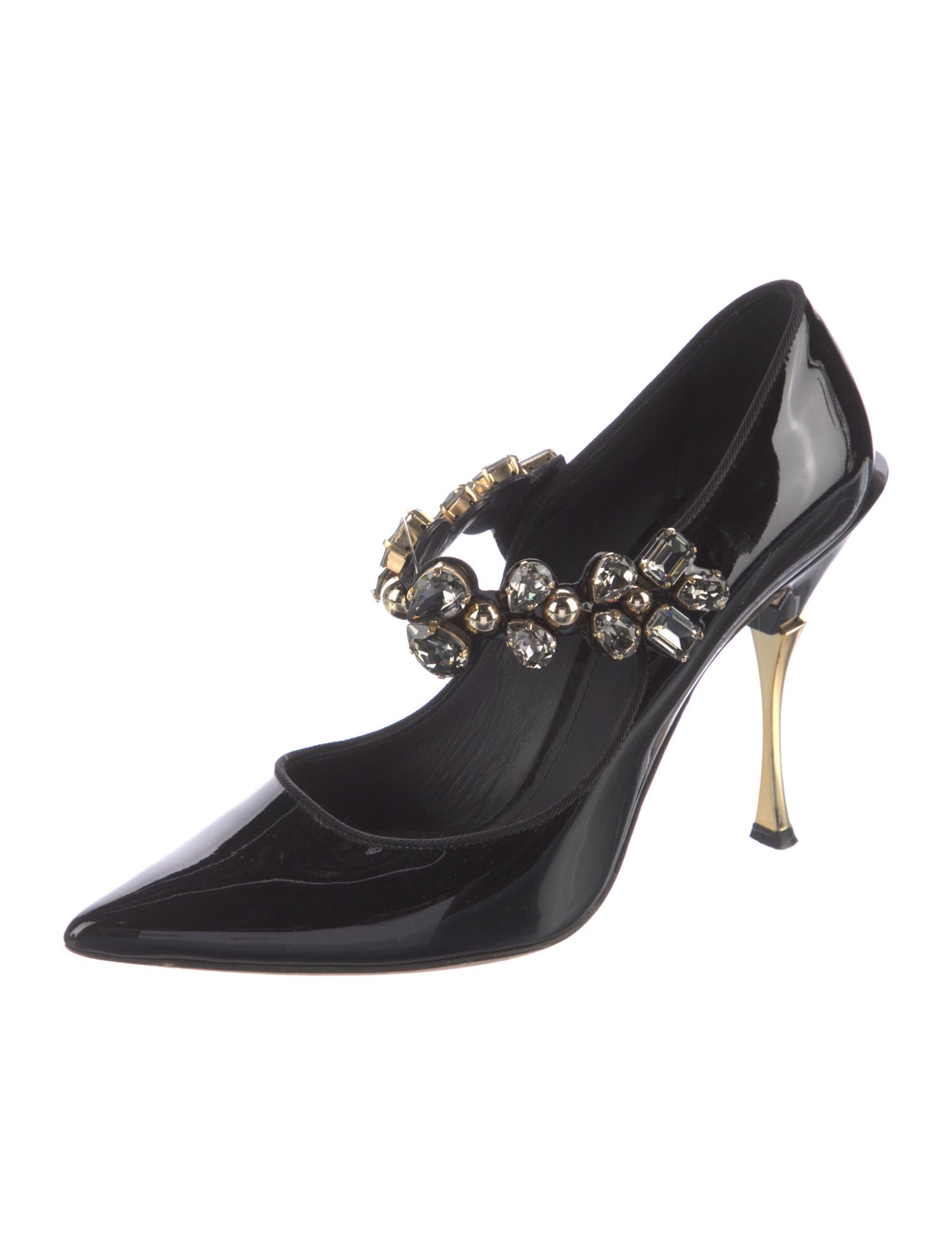 Dolce & Gabbana Patent Leather Crystal Embellishments Pumps