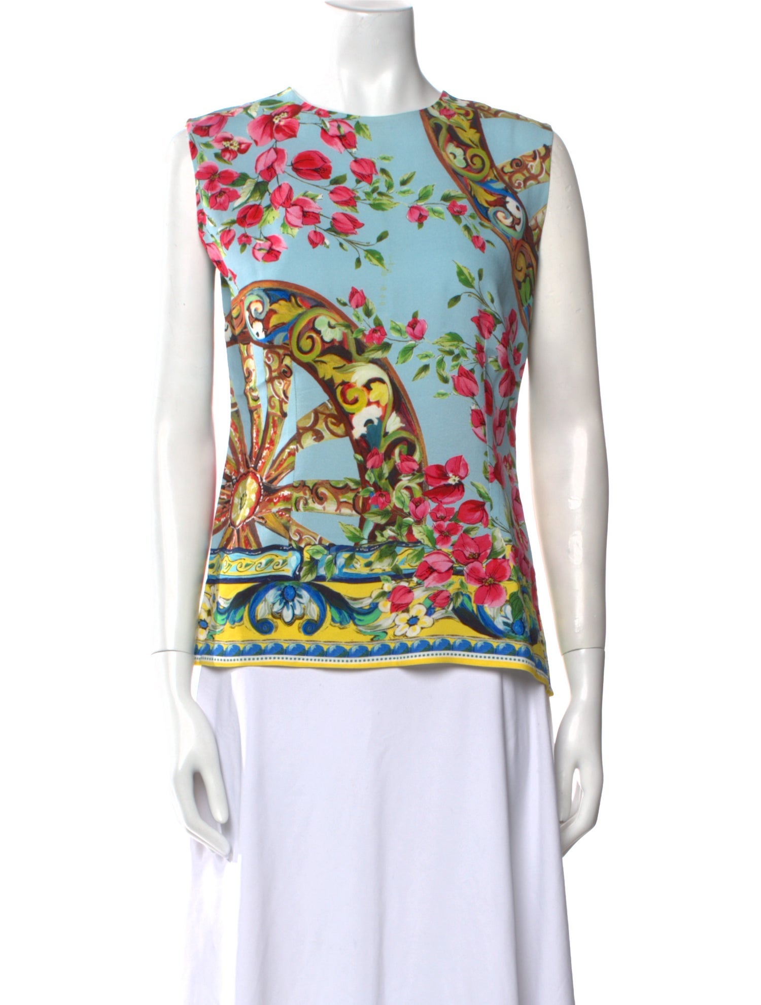 Dolce & Gabbana Printed Bateau Neckline Top