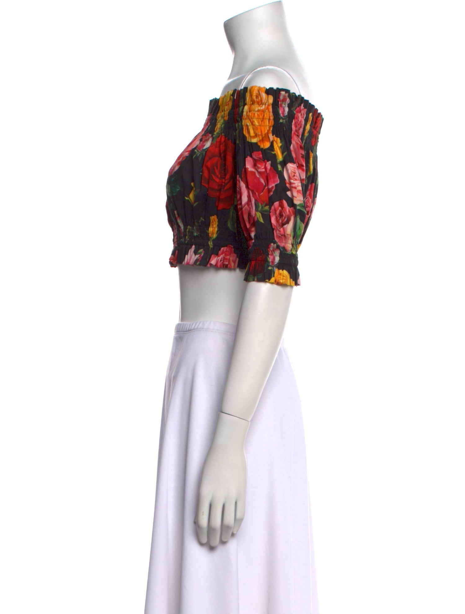 Dolce & Gabbana Floral Print Off-The-Shoulder Crop Top