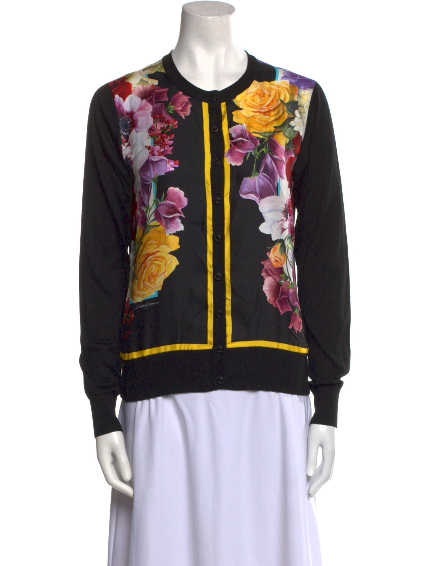 Dolce & Gabbana Silk Floral Print Sweater