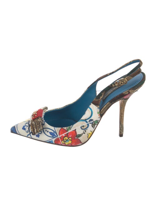 Dolce & Gabbana Canvas Floral Print Slingback Pumps