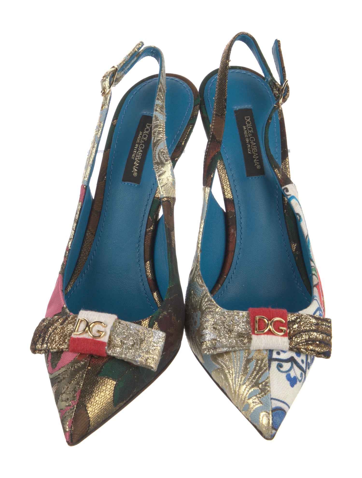 Dolce & Gabbana Canvas Floral Print Slingback Pumps