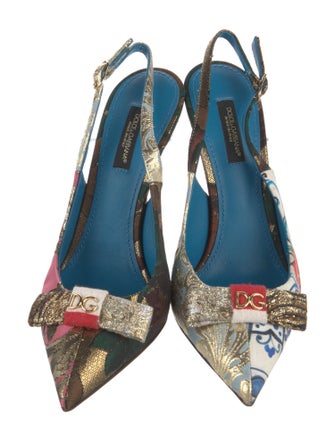 Dolce & Gabbana Canvas Floral Print Slingback Pumps