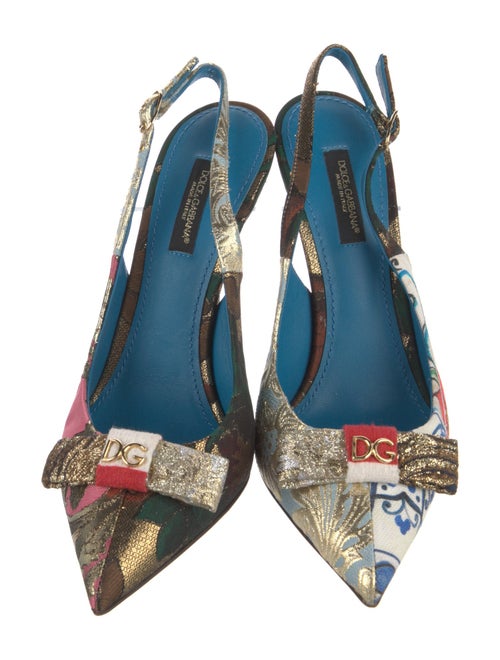Dolce & Gabbana Canvas Floral Print Slingback Pumps