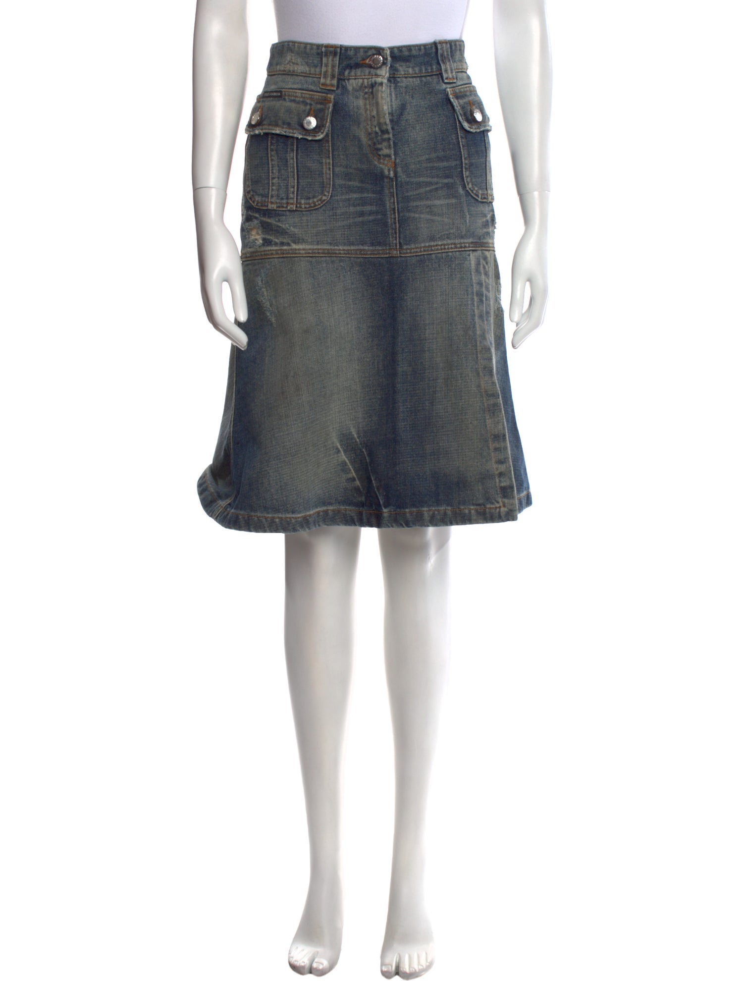 Dolce & Gabbana Distressed Accents Knee-Length Skirt