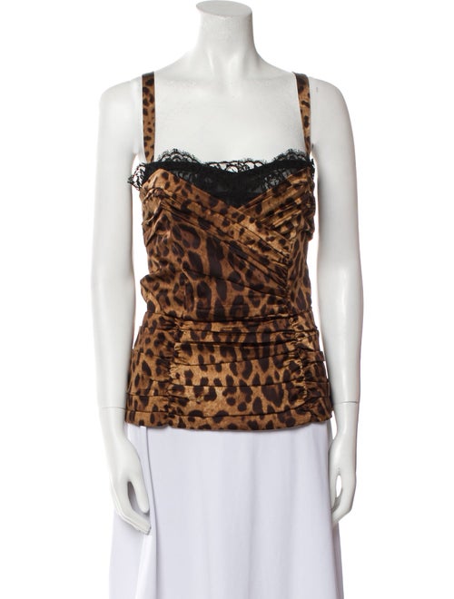 Dolce & Gabbana Animal Print Square Neckline Top