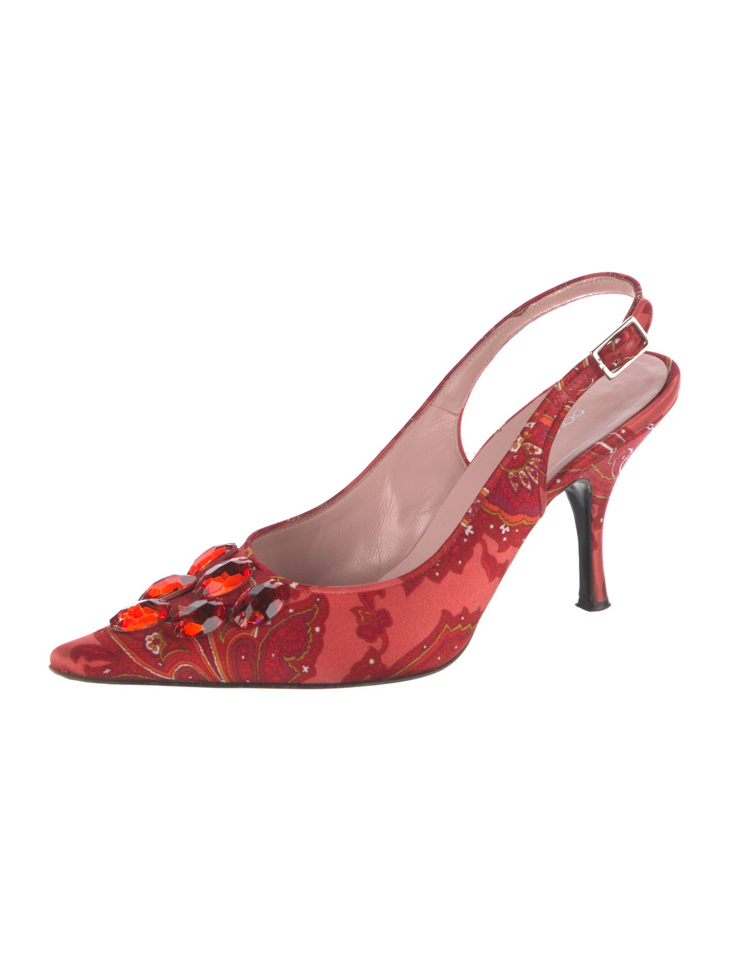 Dolce & Gabbana Patent Leather Floral Print Slingback Pumps