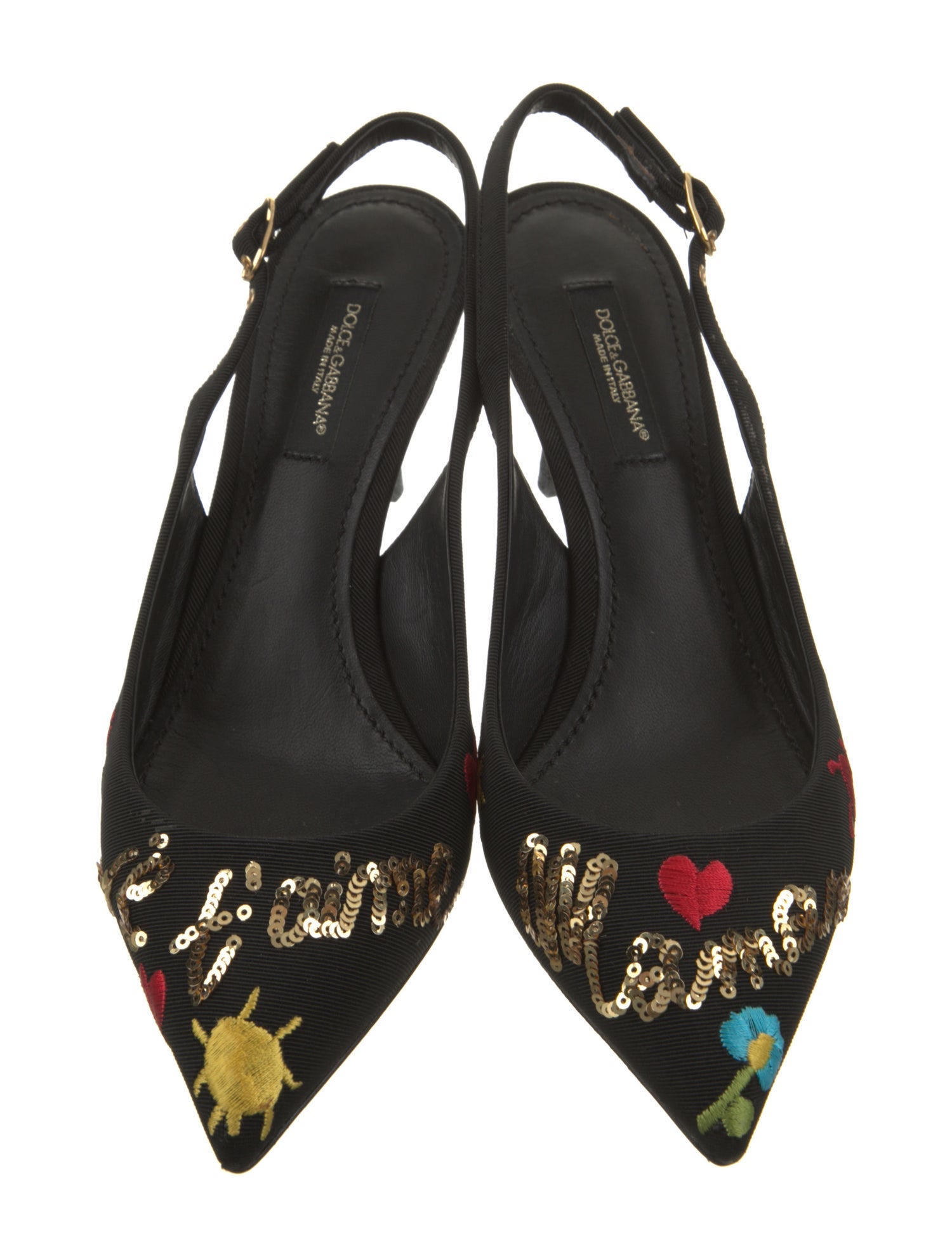 Dolce & Gabbana Canvas Printed Slingback Pumps