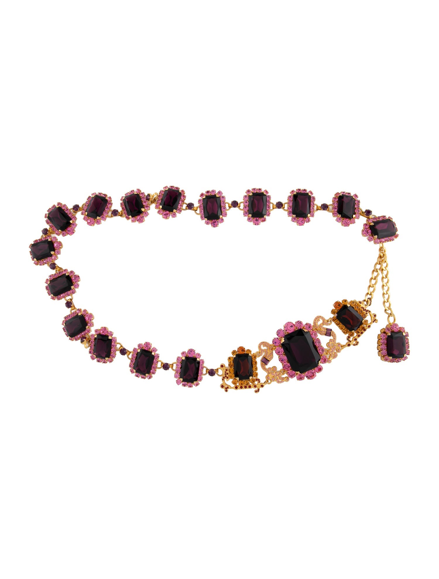 Dolce & Gabbana Crystal Chain-Link Accents Waist Belt