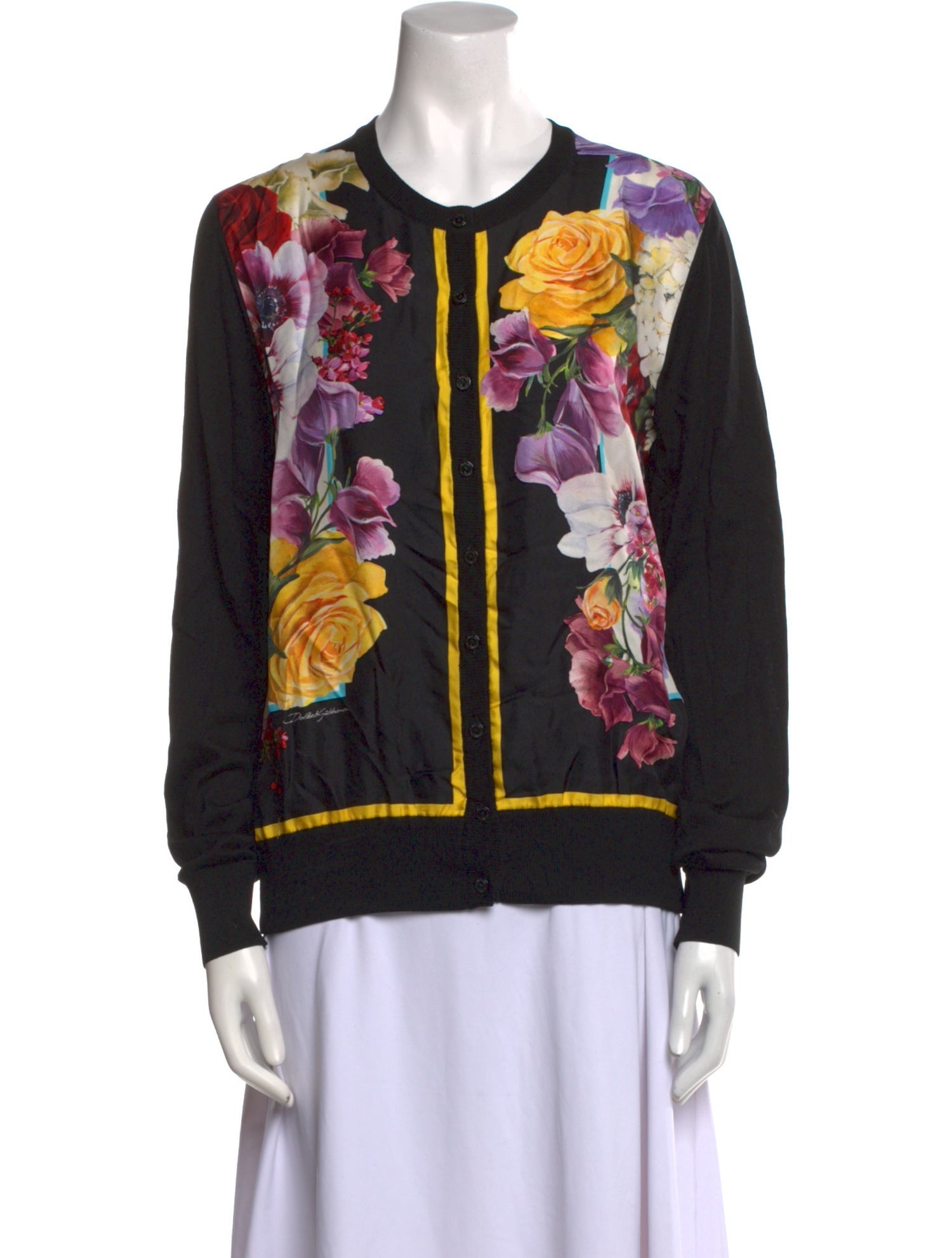Dolce & Gabbana Silk Floral Print Sweater