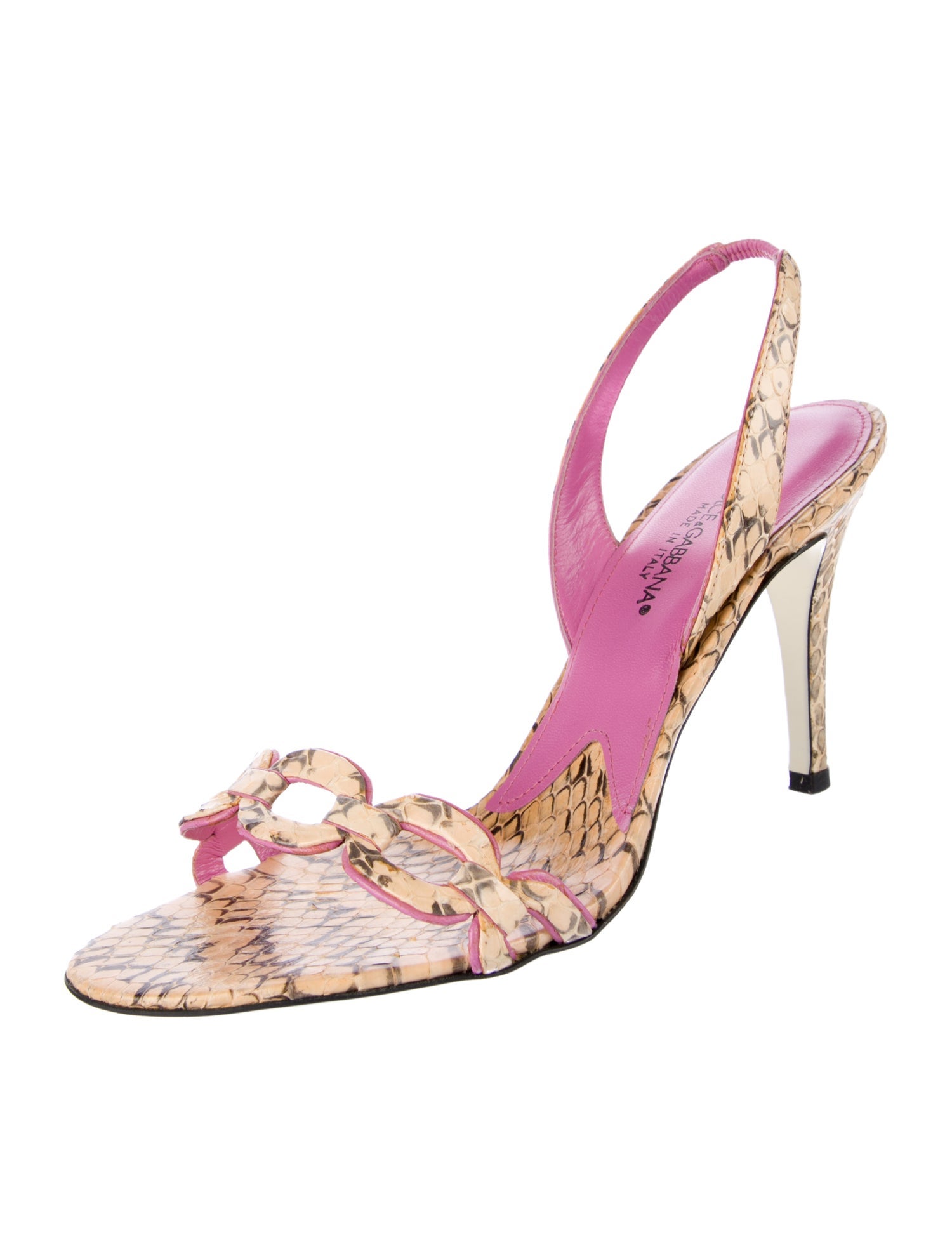 Dolce & Gabbana Leather Animal Print Slingback Sandals
