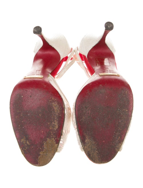 Dolce & Gabbana Canvas Lace Pattern T-Strap Pumps