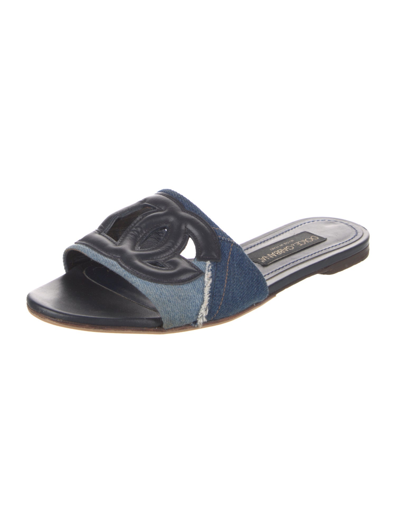 Dolce & Gabbana Denim Raw-Edge Trim Slides