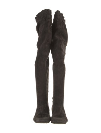 Dolce & Gabbana Suede Ruffle Embellishment Slouch Boots
