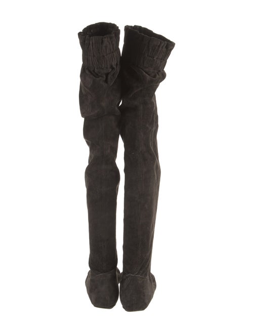 Dolce & Gabbana Suede Ruffle Embellishment Slouch Boots