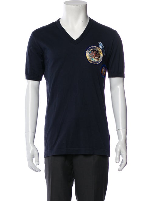 Dolce & Gabbana Graphic Print V-Neck T-Shirt