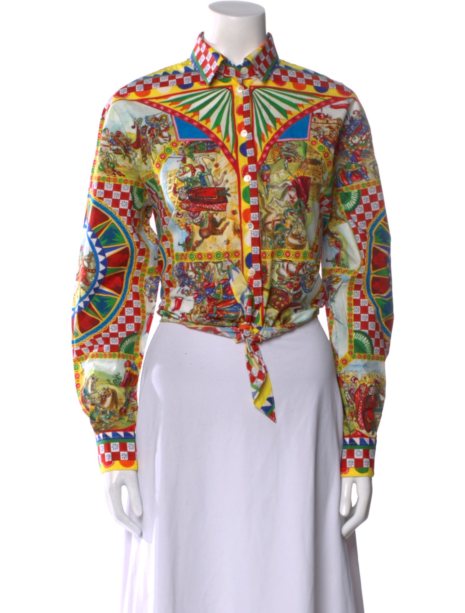 Dolce & Gabbana Paisley Print Long Sleeve Crop Top