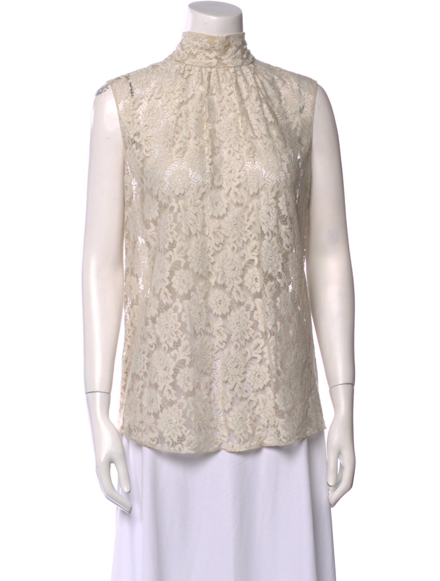 Dolce & Gabbana Lace Pattern Mock Neck Top
