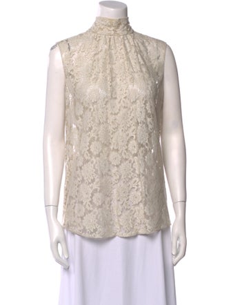 Dolce & Gabbana Lace Pattern Mock Neck Top