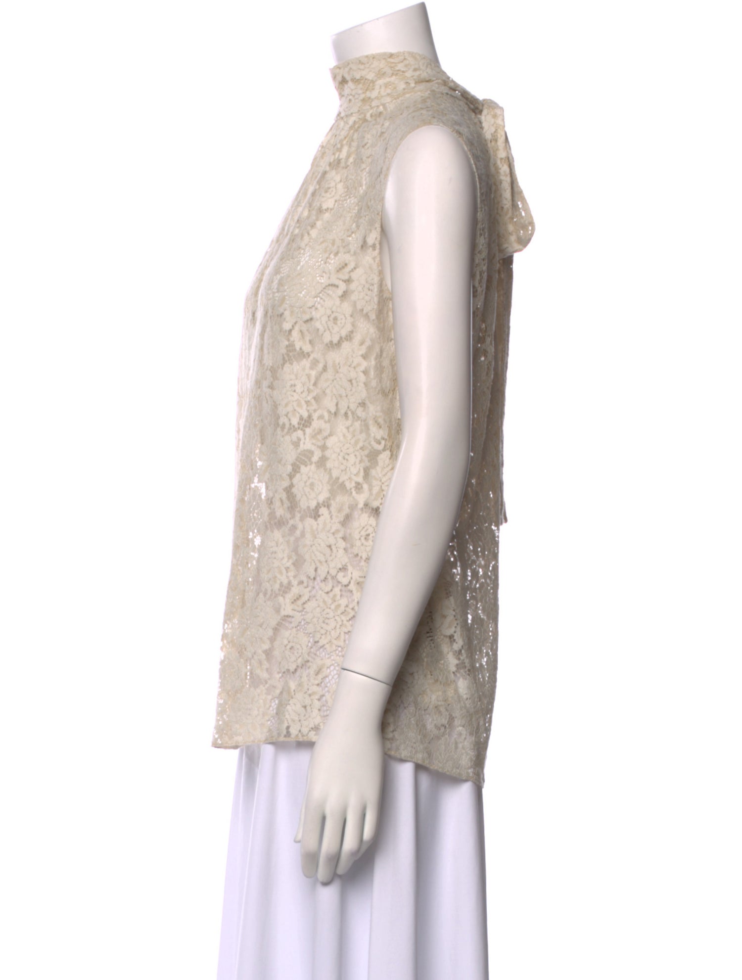 Dolce & Gabbana Lace Pattern Mock Neck Top