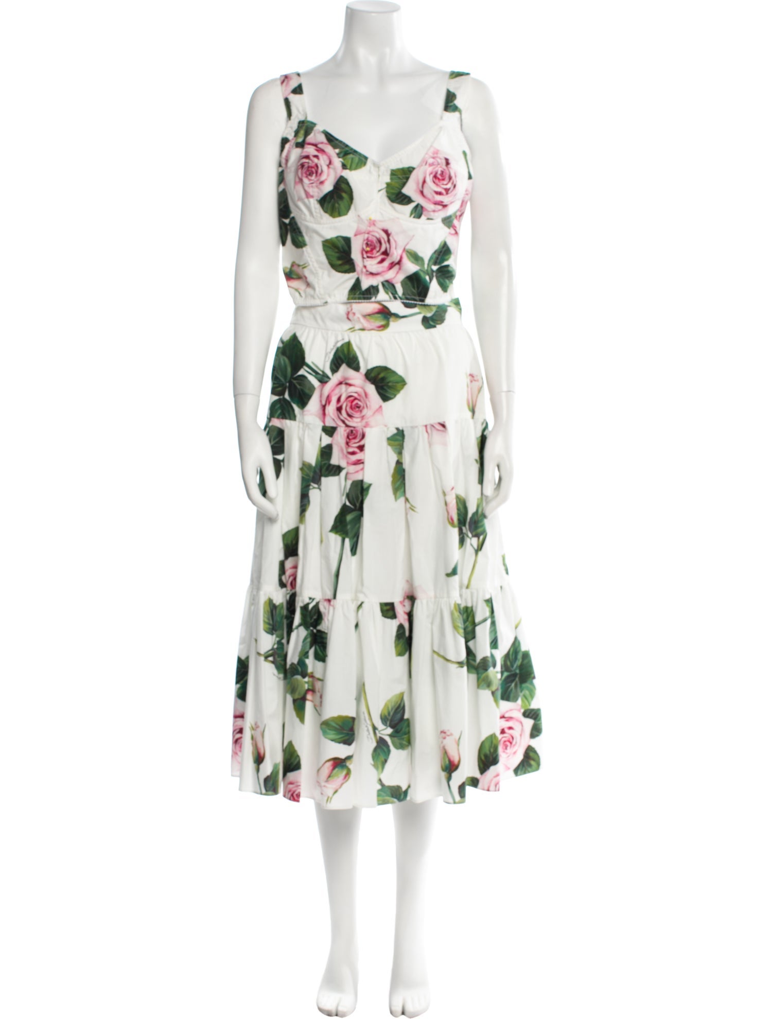 Dolce & Gabbana Printed Pleated Accents Skirt Set