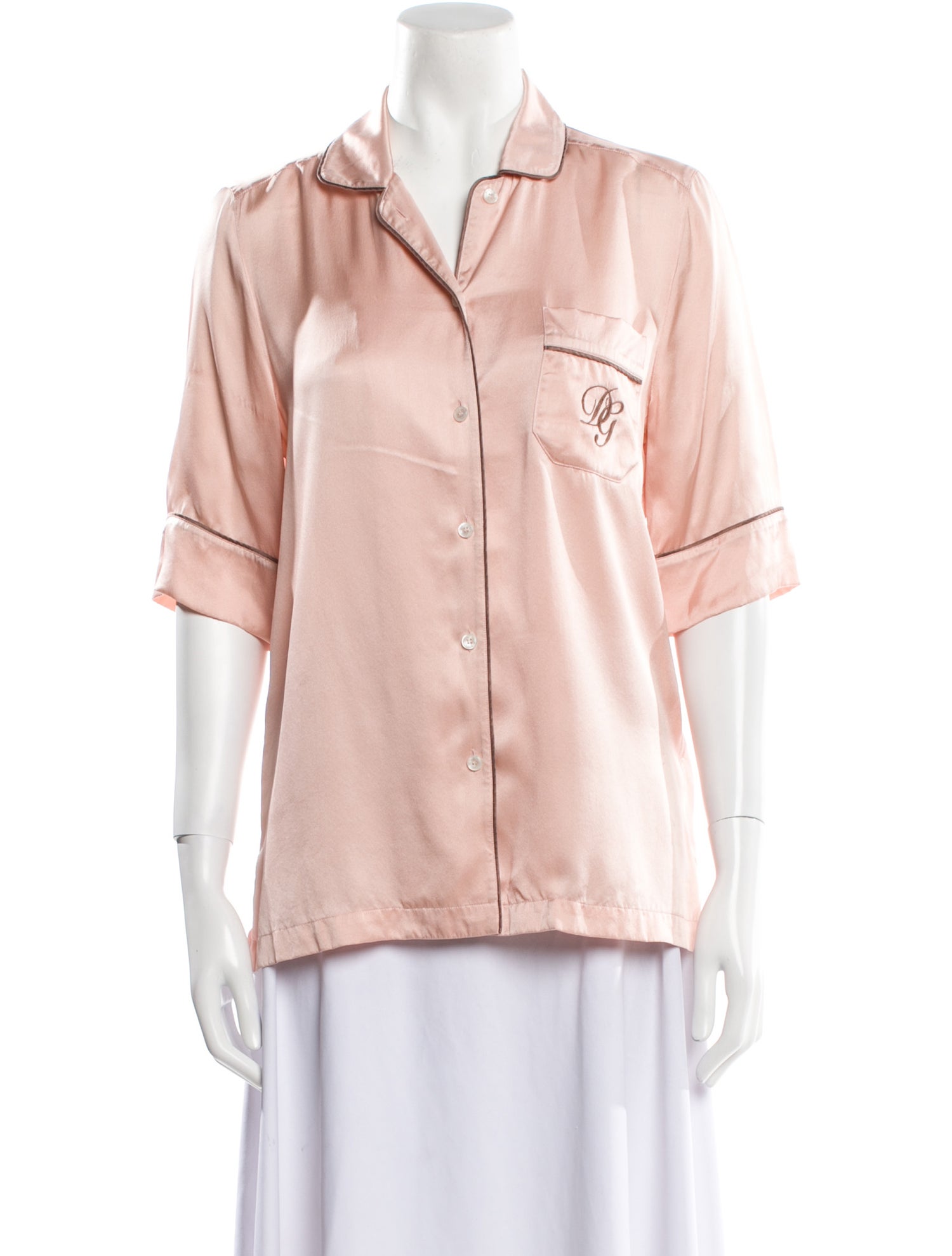 Dolce & Gabbana Silk Embroidered Accent Pajamas