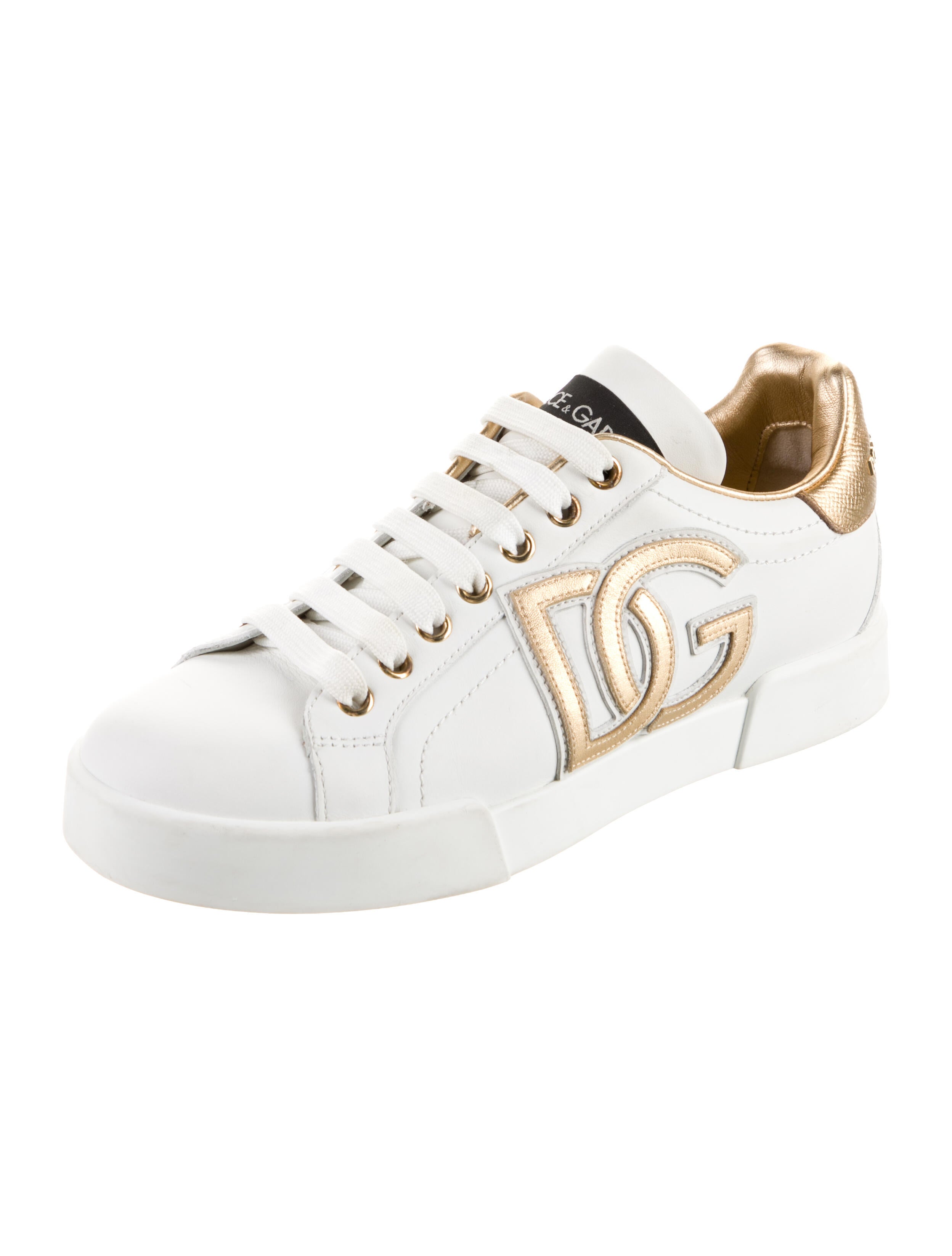 Dolce & Gabbana Faux Pearl Accents Leather Sneakers