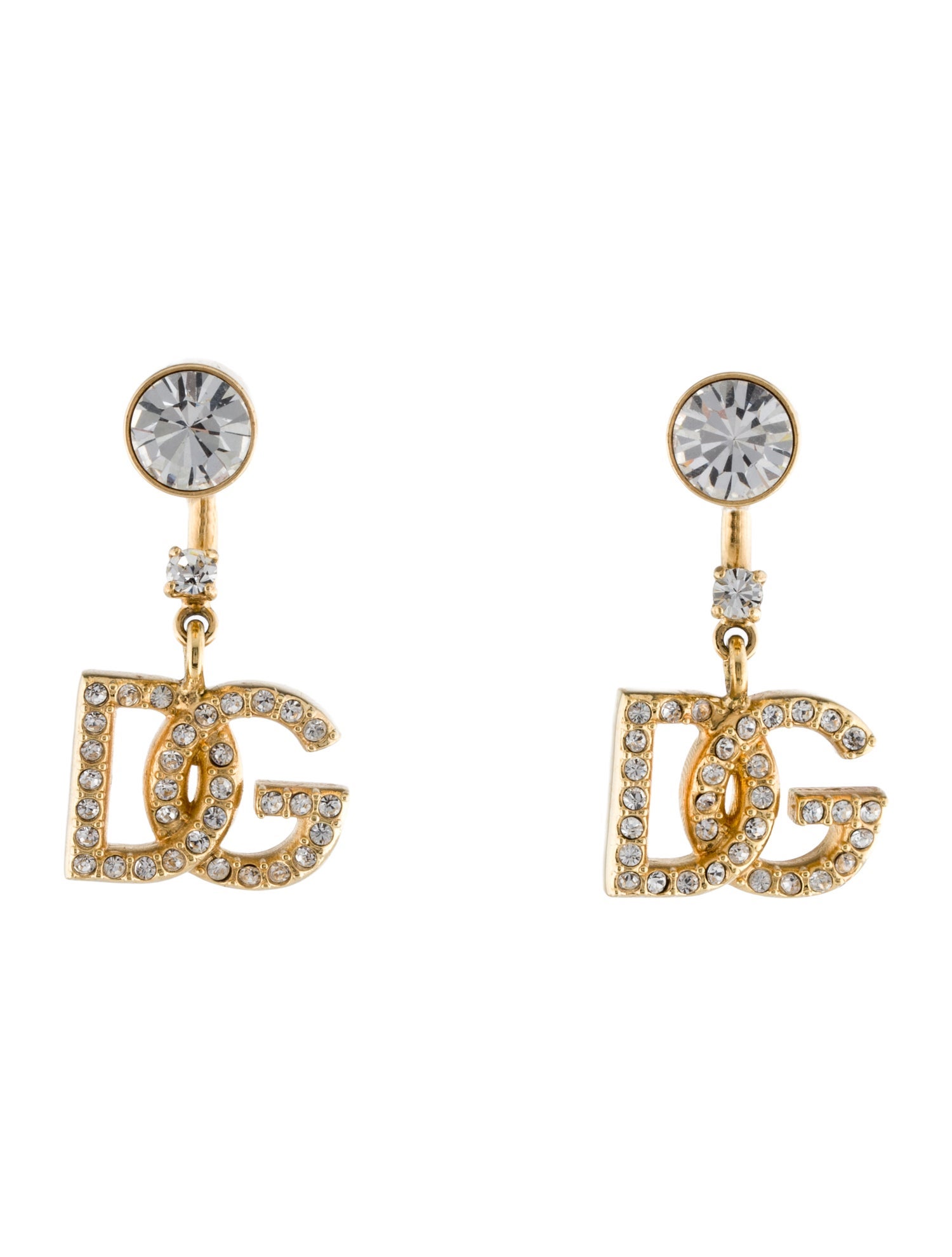 Dolce & Gabbana Crystal Logo Drop Earrings