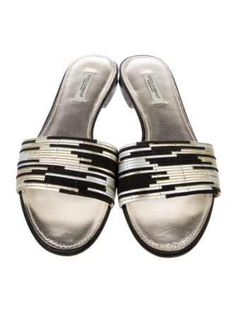 Dolce & Gabbana Leather Printed Slides