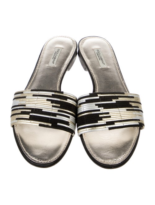 Dolce & Gabbana Leather Printed Slides