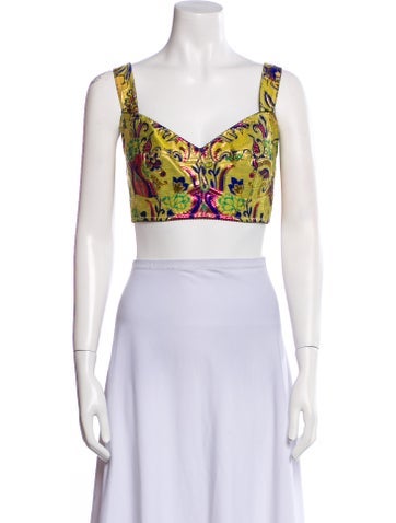 Dolce & Gabbana Tops Floral Print Square Neckline Crop Top Us8, It44 | M