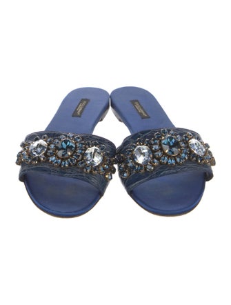Dolce & Gabbana Leather Printed Slides