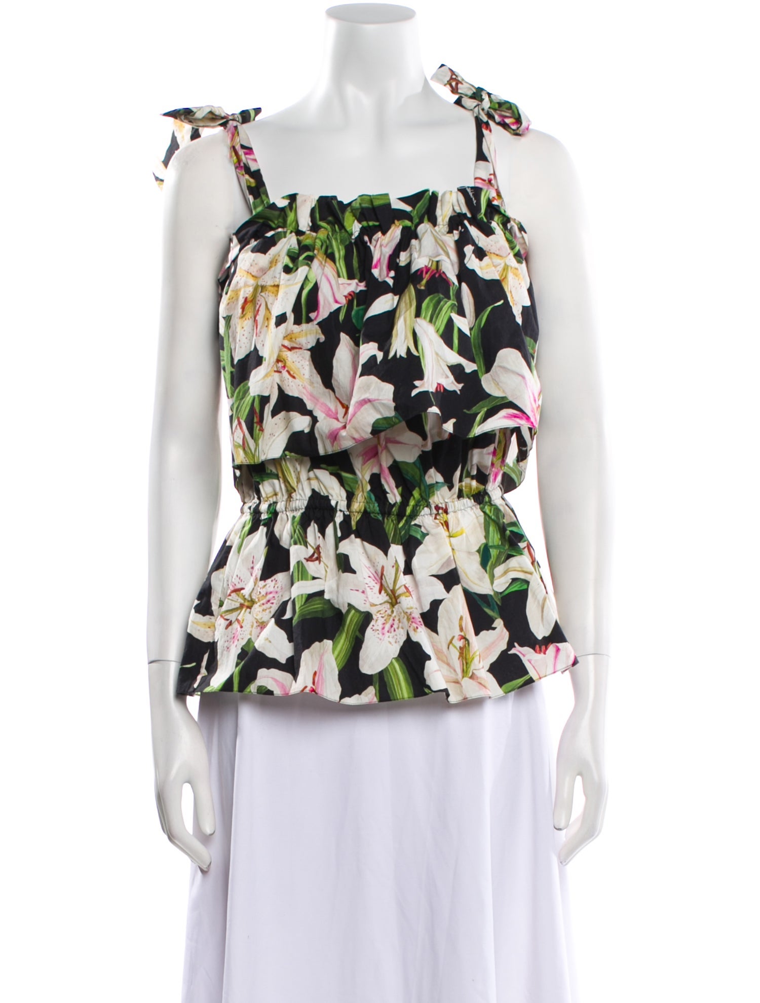 Dolce & Gabbana Floral Print Square Neckline Blouse