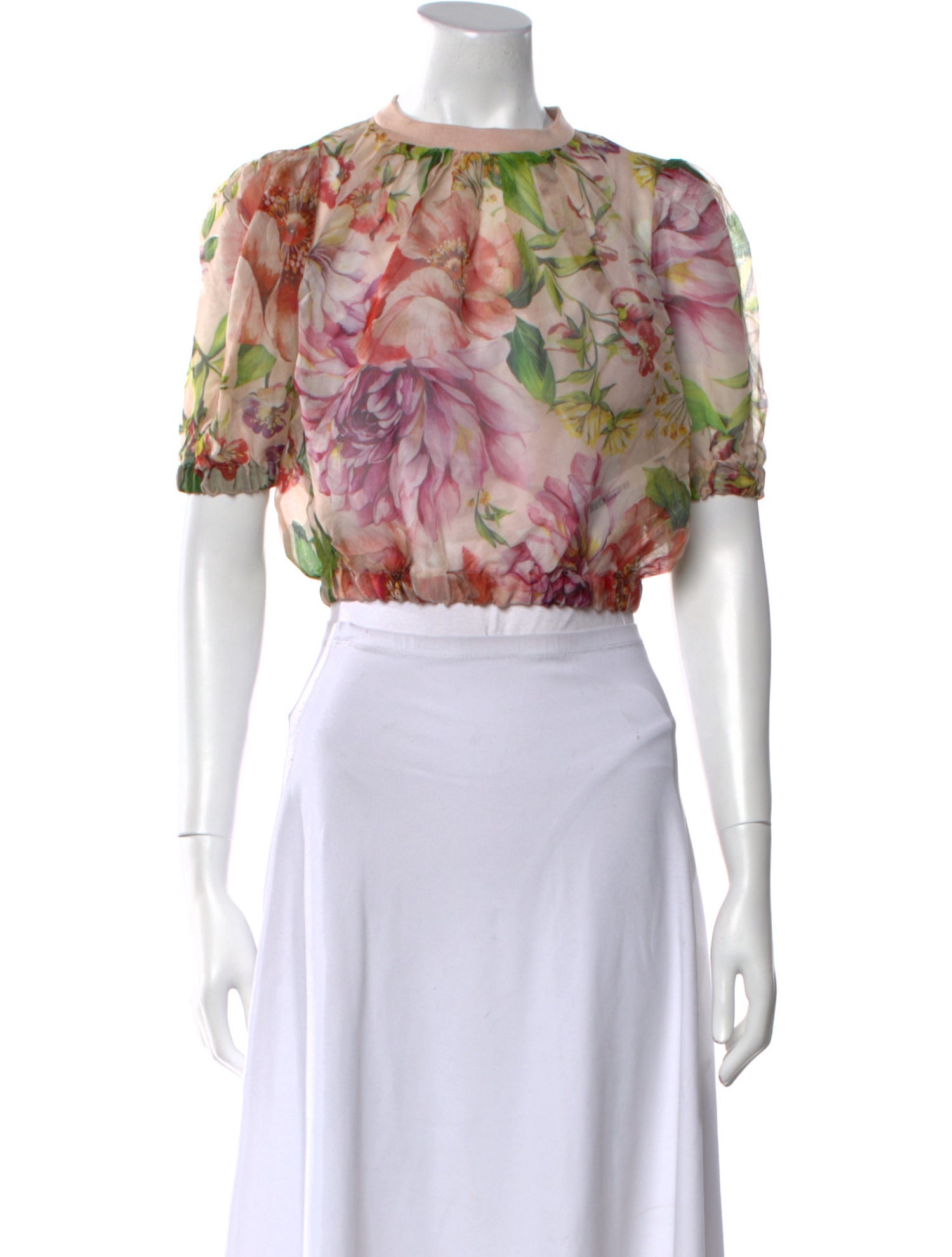 Dolce & Gabbana Silk Floral Print Crop Top