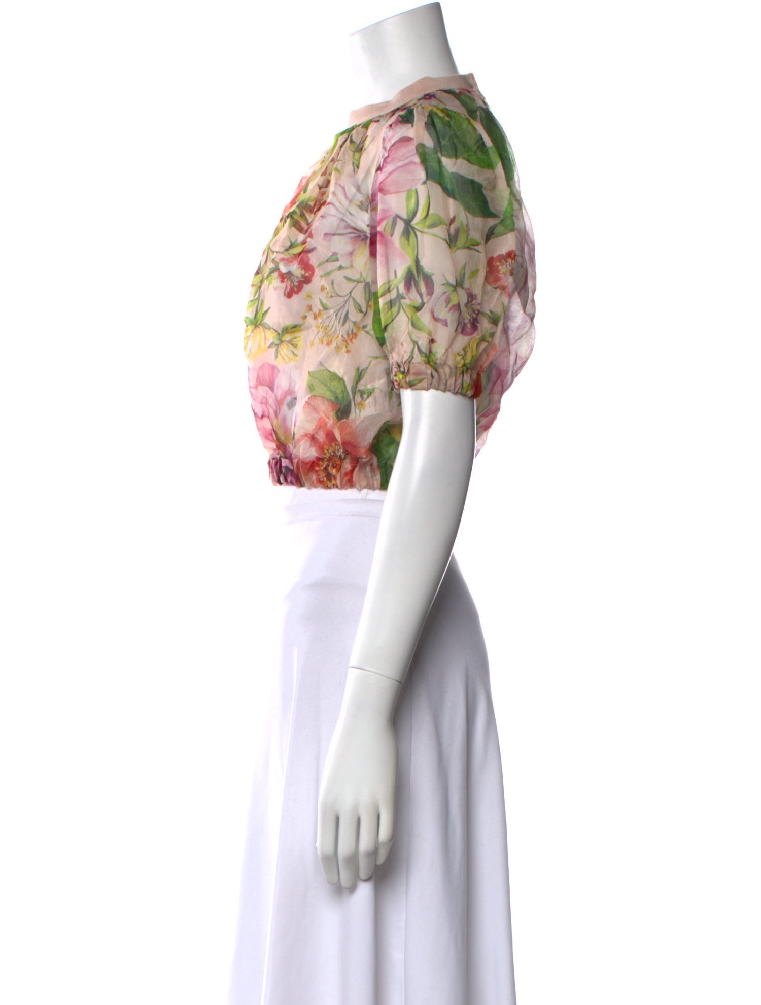 Dolce & Gabbana Silk Floral Print Crop Top